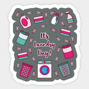 It's Laundry Day | Green Pink | Gray Sticker